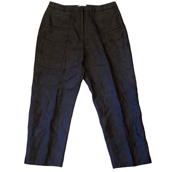 TALBOTS PETITES Black Irish Linen Capri Pants Size 10 - Picture 2 of 8